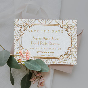 White Gold Great Art Deco Save The Date