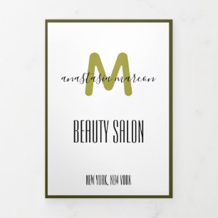 White Gold Green Photo Monogram Salon Brochure