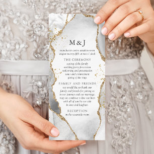 White, Gold & Grey Mist Agate Program Rack Card