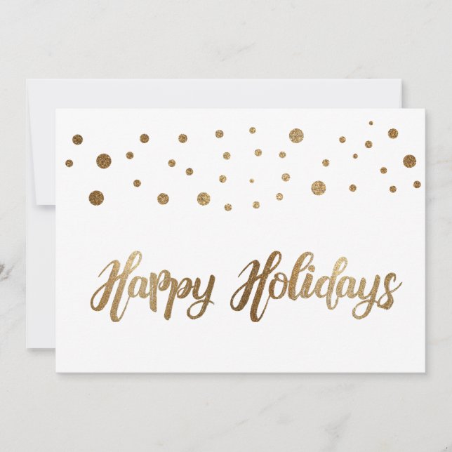 White Gold Happy Holidays Company Christmas Holiday Card (Front)