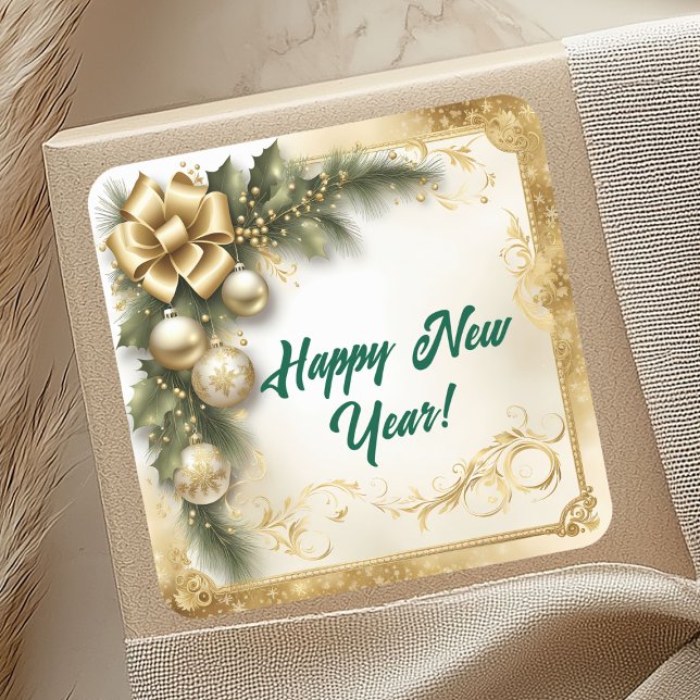 White Gold Holidays Vintage Square Sticker (Creator Uploaded)