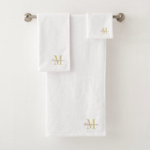 White Gold Initial and Name Personalised Bath Towel Set