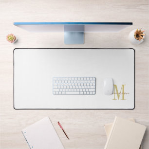 White Gold Initial and Name Personalised Desk Mat