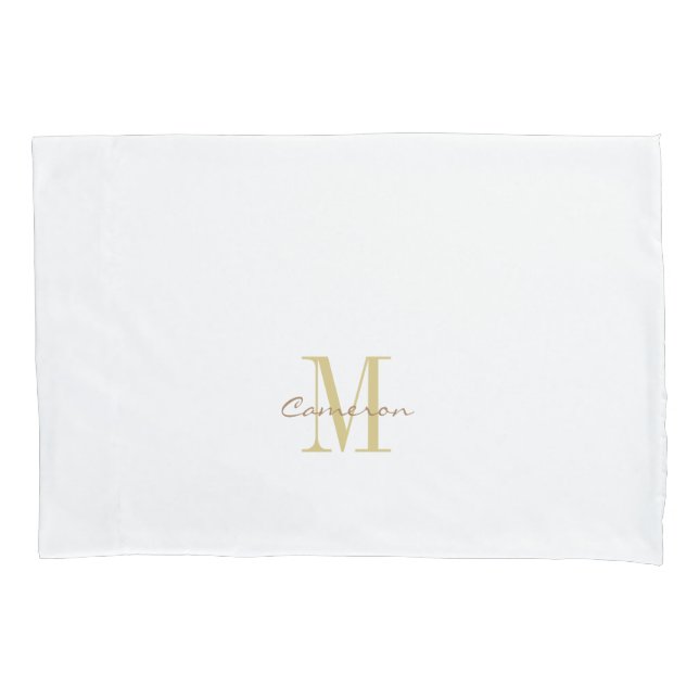  White Gold Initial and Name Personalised Pillowcase (Front)
