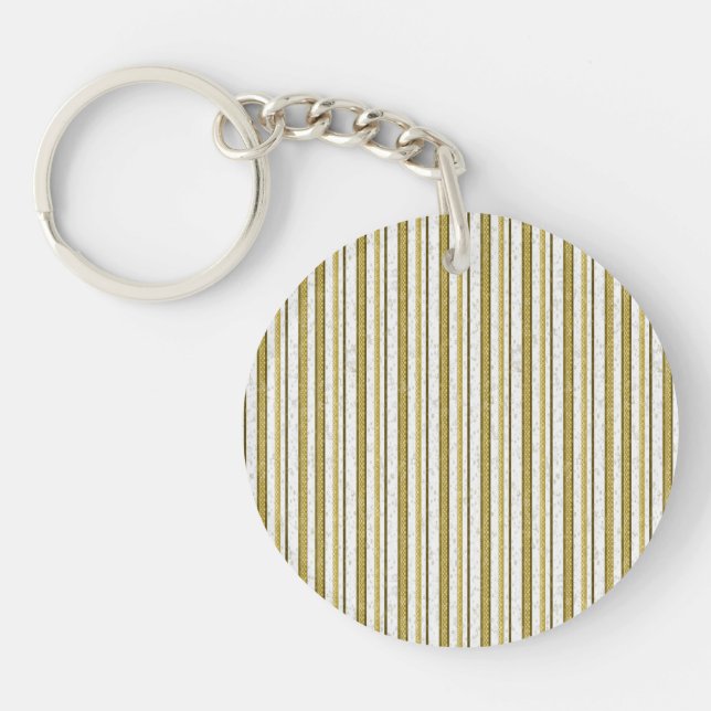White gold lace stripes pattern key ring (Front)