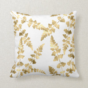 White Gold leaf double sided hamptons Cushion