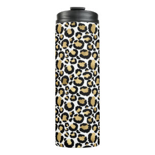 White & Gold Leopard Thermal Tumbler