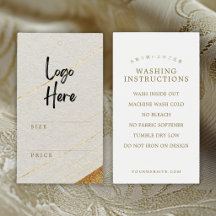 White Gold Logo Price Washing Instructions Tag