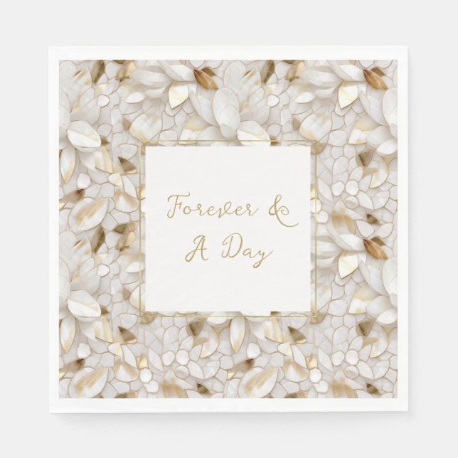 White Gold Lotus Flowers Napkin (Front)