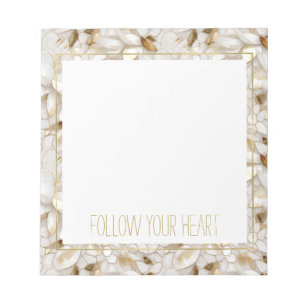 White Gold Lotus Flowers Notepad