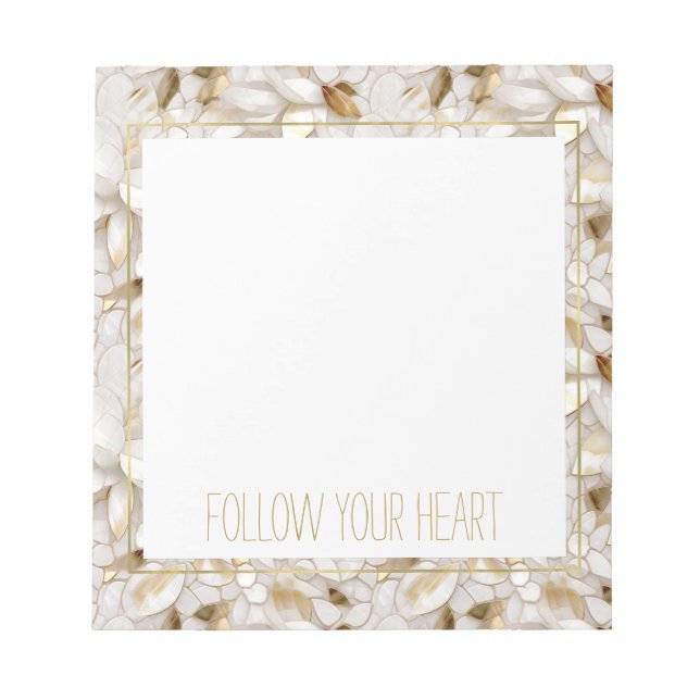 White Gold Lotus Flowers Notepad (Front)