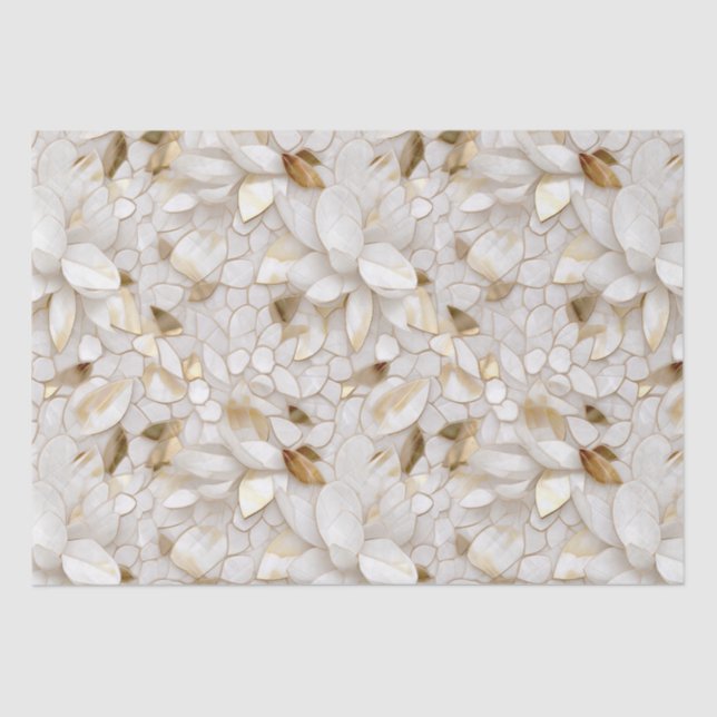 White Gold Lotus Flowers Tissue Paper (Front)