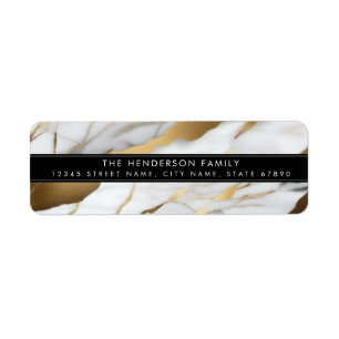White Gold Marble Background Return Address Labels