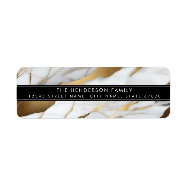 White Gold Marble Background Return Address Labels (Front)