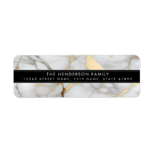White Gold Marble Background Return Address Labels