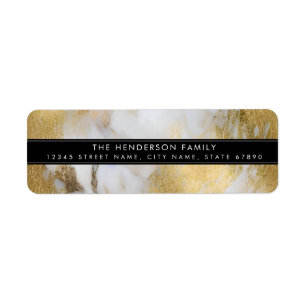 White Gold Marble Background Return Address Labels