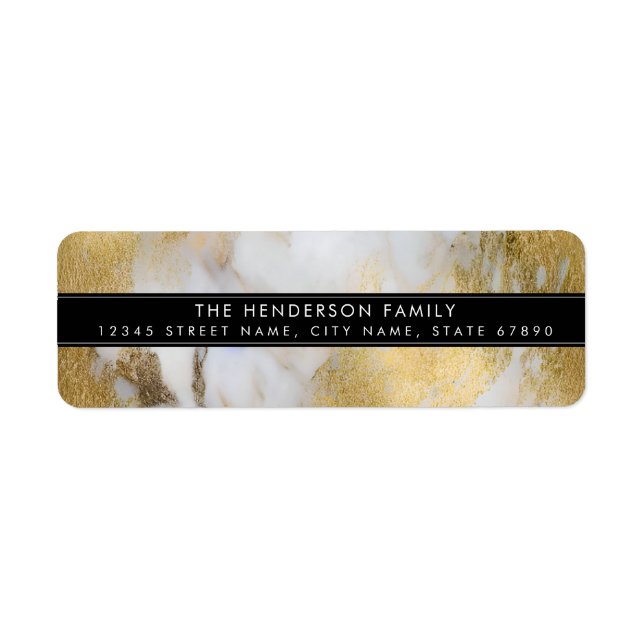White Gold Marble Background Return Address Labels (Front)