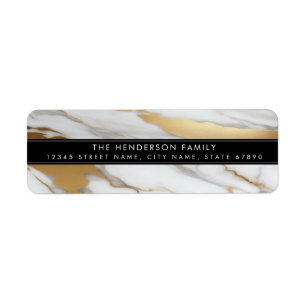 White Gold Marble Background Return Address Labels