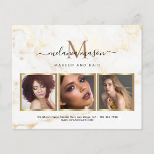 White Gold Marble Makeup Artist Elegant Flye Flyer
