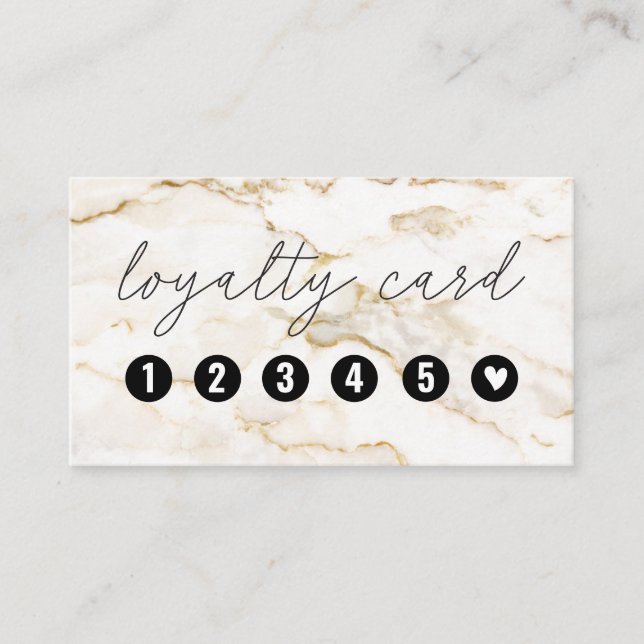 White Gold Marble Nail Salon Loyalty Card (Front)