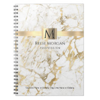 White/Gold Marble, Name & Monogram, Profession