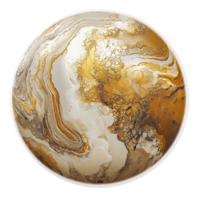White Gold Marble Pattern Ceramic Knob (Front)