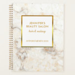 White gold marble professional appointment Planner<br><div class="desc">Elegant white gold marble professional planner.
Add your own text to personalise.
Appointment planner for your own business or office.</div>
