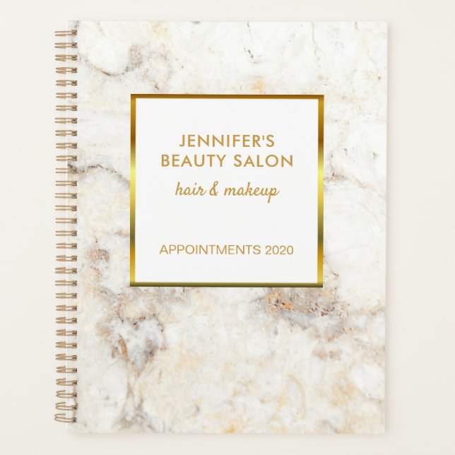 White gold marble professional appointment Planner (Front)