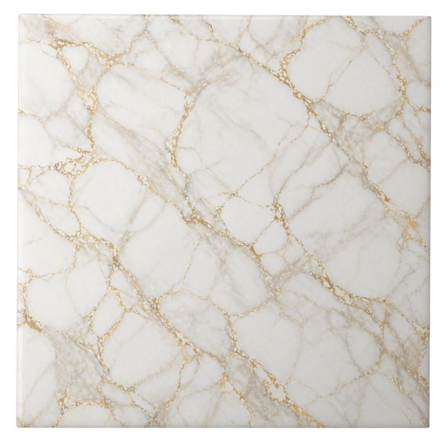 White Gold Marble Seamless Luxury Texture Tile (Front)