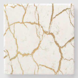 white gold marble stone coaster