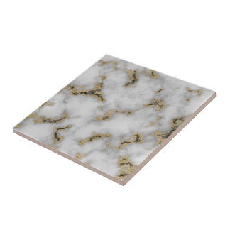 White & Gold Marble Tile