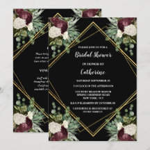 White gold maroon rose botanical floral chic