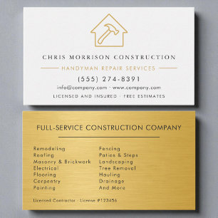 White Gold Metal Handyman Construction Business Card