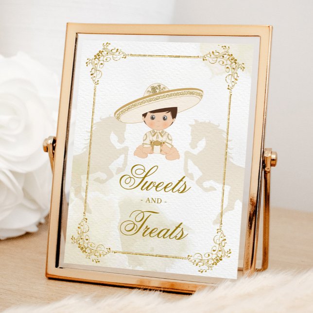 White Gold Mexican Baptism Birthday Sweets Treats Poster (Creator Uploaded)