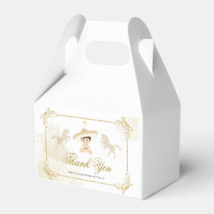 White Gold Mexican Boy Baptism 1st Birthday Favour Box