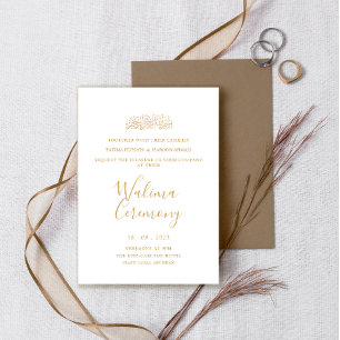 White Gold Minimal Script Walima Ceremony Muslim Invitation