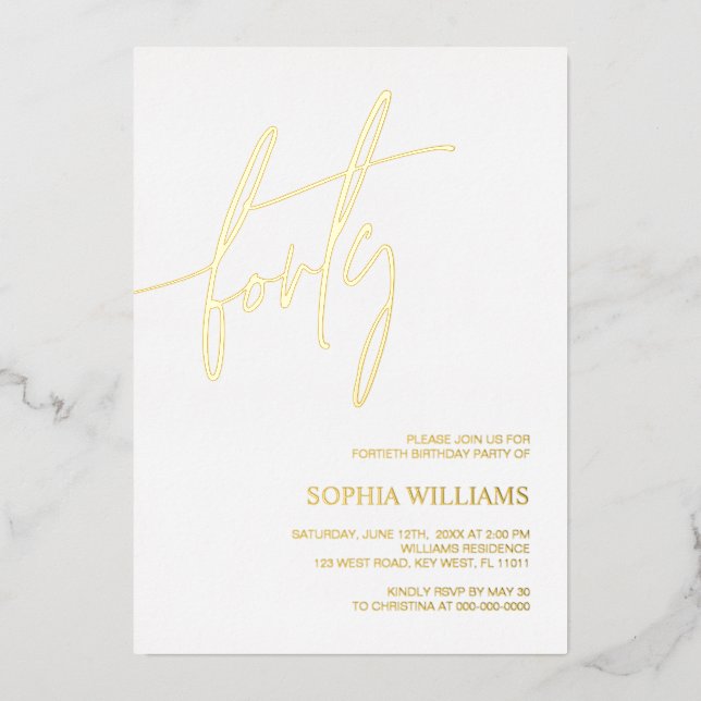 White & Gold Minimalist 40th Birthday (Front)