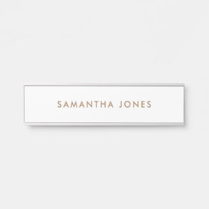 White Gold Minimalist Modern Door Sign