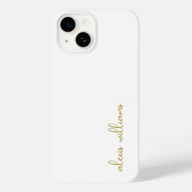 White Gold Minimalist Script Signature Monogram Case-Mate iPhone Case (Back)