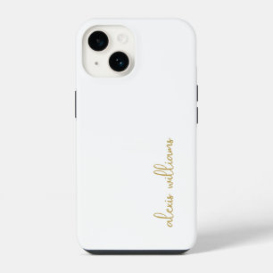 White Gold Minimalist Script Signature Monogram iPhone 14 Case