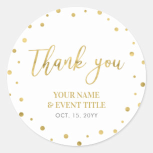 White & Gold   Modern Birthday Favour Thank you Classic Round Sticker