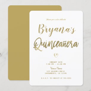 White & Gold Modern Minimal Chic 15 Quinceañera  Invitation