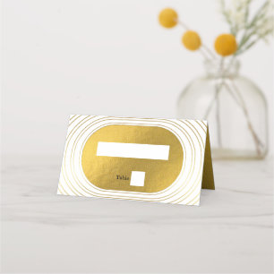 White & Gold Modern Minimalist Arch Wedding Place Card