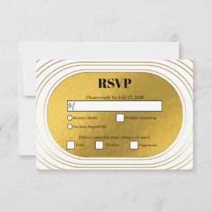 White & Gold Modern Minimalist Arch Wedding RSVP Card