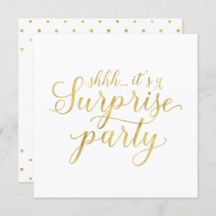 White & Gold Modern Surprise Retirement Party Invitation