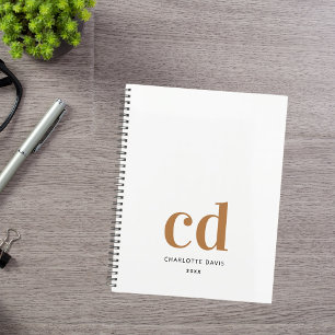 White gold monogram initials modern 2026 planner