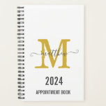 White & Gold Monogram Script Appointment Book  Planner<br><div class="desc">Custom Elegant White and Gold Monogram Script Appointment Book Planner</div>