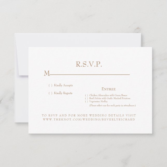  White & Gold Monogram Wedding RSVP Card (Front)