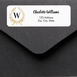 White gold monogram wreath return address