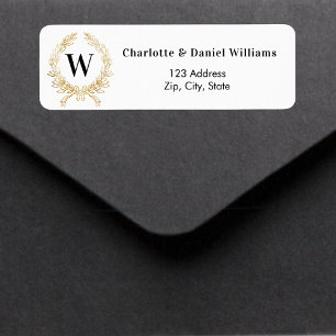 White gold monogram wreath return address